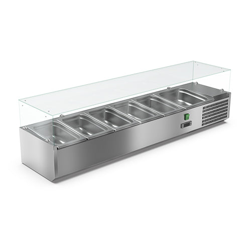Vitrinette  réfrigérée vitrée 5xgn1/3 + 1xgn1/2 bac gn non inclus — Carat