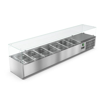 Vitrinette réfrigérée vitrée 8 bacs gn1/4 bac gn non inclus — Carat