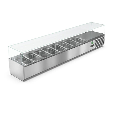 Vitrinette refrigeree vitrée 8 bacs gn1/4 bac gn non inclus — Carat