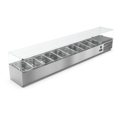 Vitrinette réfrigérée vitrée 10 bacs gn1/4 bac gn non inclus — Carat