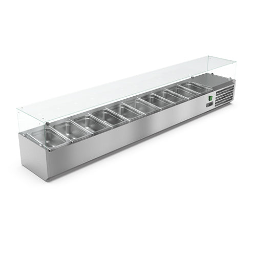 Vitrinette réfrigérée vitrée 10 bacs gn1/4 bac gn non inclus — Carat