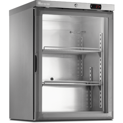 MARECOS Mini armoire porte vitrée - température négative (-22/-18°C) - Extérieur inox - Volume : 115L, - vue avant