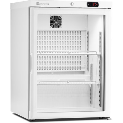 MARECOS Mini armoire porte vitrée - température positive (+1/+8°C) - Extérieur blanc - Volume : 122L - vue avant