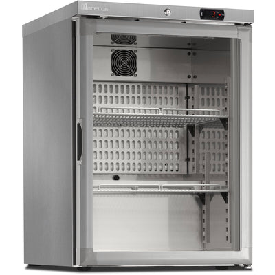 MARECOS Mini armoire porte vitrée - température positive (+1/+8°C) - Extérieur inox - Volume : 122L, - vue avant