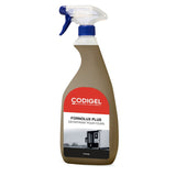 CODIGEL Dégraissant surpuissant pour graisses cuites et carbonisées - Conditionnement : 8 flacons de 750mL et 3 pistolets - vue avant