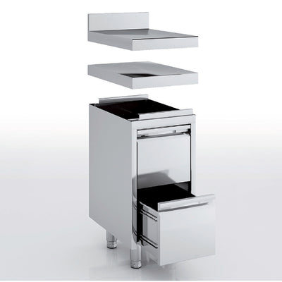ERATOS Meuble neutre en inox - 2 tiroirs - vue avant