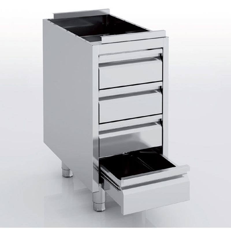 ERATOS Meuble neutre en inox - 4 tiroirs - vue avant