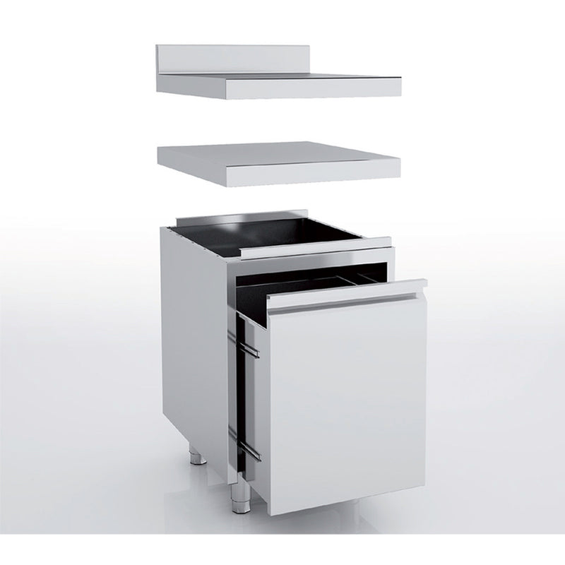 ERATOS Meuble neutre en inox - tiroir à déchets - vue avant