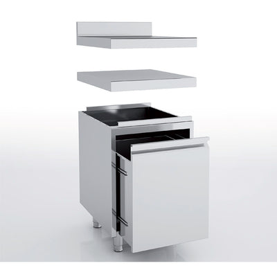 ERATOS Meuble neutre en inox - tiroir à déchets - vue avant