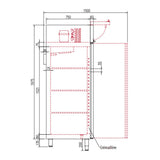 CORECO Armoire GN2/1 bi-température 4 portillons - vue intérieure
