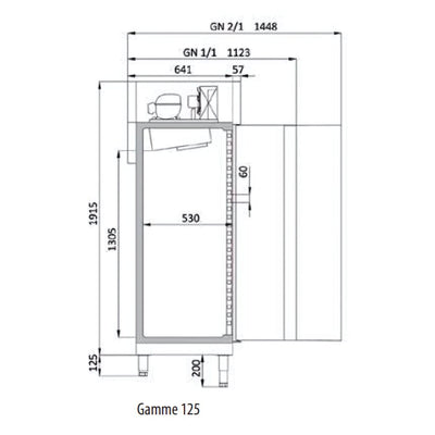 DOCRILUC Armoire GN1/1 + GN2/1 négative 2 portes - vue intérieure