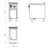 HR FAINCA Bain Marie gaz série 750 sur placard - vue intérieure