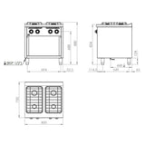 HR FAINCA Fourneau "basic" 4 feux vifs s/750  sur placard - détail produit
