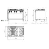HR FAINCA Fourneau "basic" 6 feux vifs s/750  sur placard - détail produit