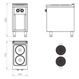 HR FAINCA Fourneau électrique 2 plaques s/750 sur placard - détail produit