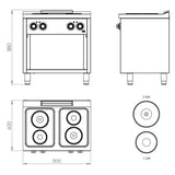 HR FAINCA Fourneau électrique 4 plaques 600 sur placard - détail produit