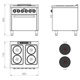 HR FAINCA Fourneau électrique 4 plaques s/750 avec four électrique - détail produit