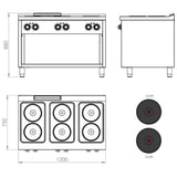 HR FAINCA Fourneau électrique 6 plaques s/750 sur placard - détail produit
