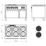HR FAINCA Fourneau électrique 6 plaques s/750 avec four électrique - détail produit