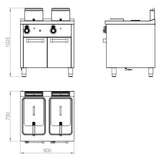 HR FAINCA Friteuse á gaz  12l+12l série 750 sur placard - détail produit