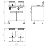 HR FAINCA Friteuse á gaz  8l+8l série 600 sur placard - détail produit