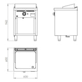 HR FAINCA Fry-top s/600 acier rectifié 600 sur placard - détail produit