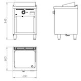 HR FAINCA Fry-top s/600 chromée 600  sur placard - détail produit