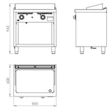 HR FAINCA Fry-top s/600  acier rectifié 800 sur placard - détail produit