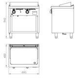HR FAINCA Fry-top s/600 chromée 800  sur placard - détail produit