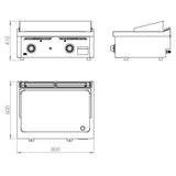 HR FAINCA Fry-top s/600 sur placard 800  á poser - détail produit
