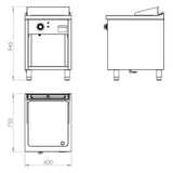 HR FAINCA Fry-top 750 acier rectifié 600 sur placard - détail produit
