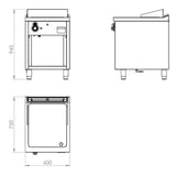 HR FAINCA Fry-top 750 chromée  600 sur placard - détail produit