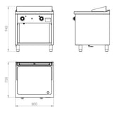 HR FAINCA Fry-top 750  acier rectifié 800 sur placard - détail produit