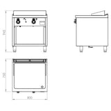 HR FAINCA Fry-top 750 chromée 800  sur placard - détail produit