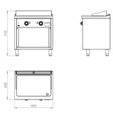 HR FAINCA Fry top électrique 800 sur placard 600 rectifié - détail produit