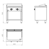 HR FAINCA Fry top électrique 800 sur placard 600 chromée - détail produit