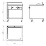 HR FAINCA Fry top électrique 800 sur placard 750 acier rectifié - détail produit