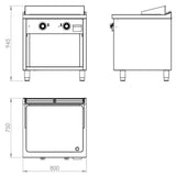 HR FAINCA Fry top électrique 800 sur placard 750 chromée - détail produit