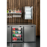 MARECOS Mini armoire porte vitrée - température négative (-22/-18°C) - Extérieur inox - Volume : 115L, - vue intérieure